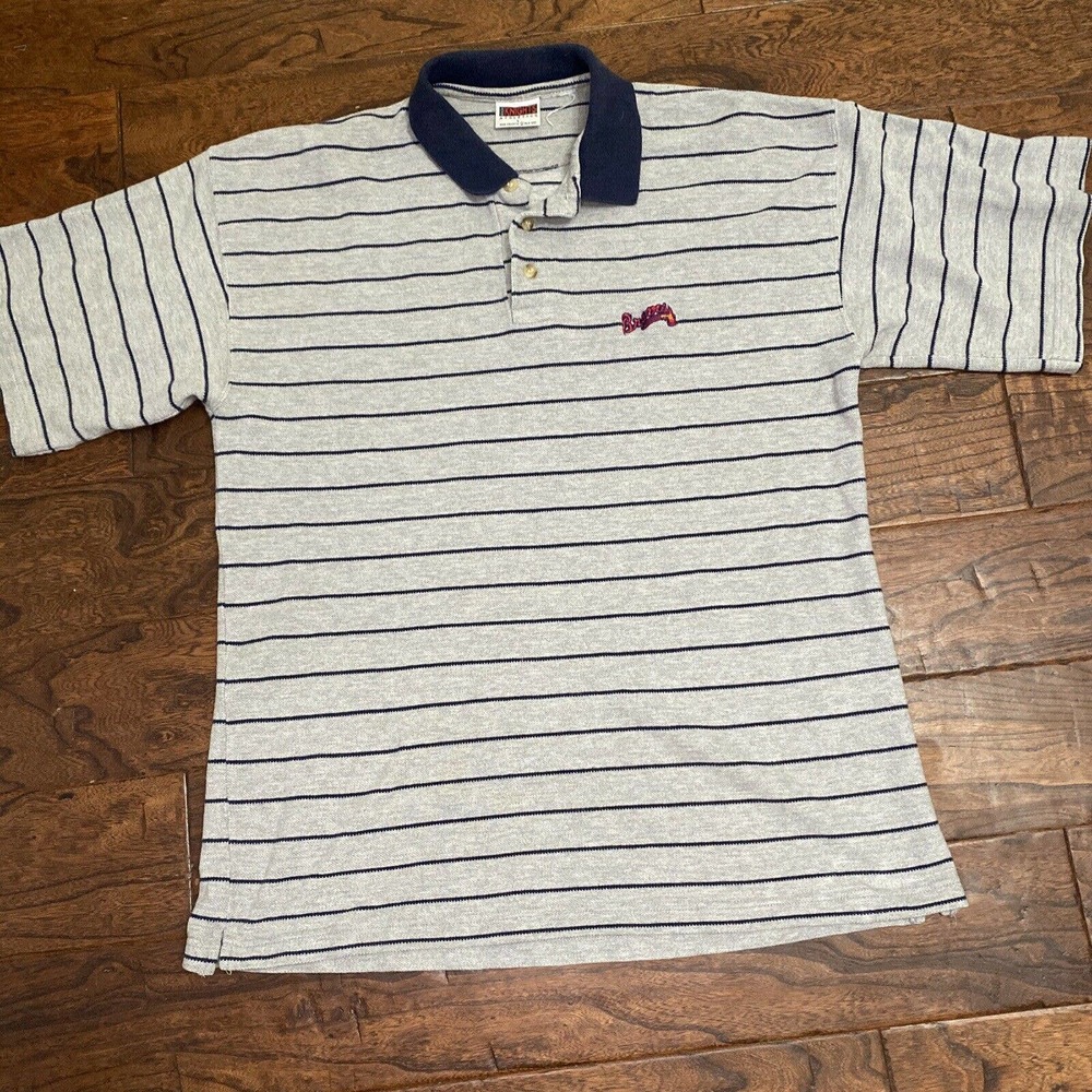Vintage Iron Knights Athletics 1997 Gray Atlanta Braves Polo Size Large